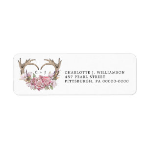 Rustic Boho  Blommigt Antlers Returadress Etikett