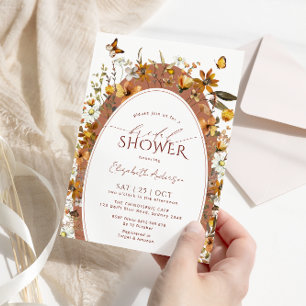 Rustic Boho Blommigt Arch Möhippa Inbjudningar