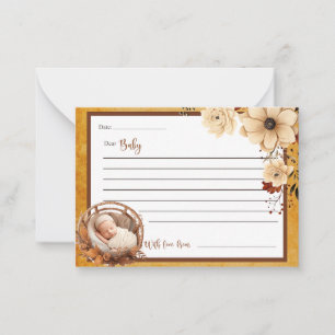 Rustic Boho Blommigt Baby Shower Bästa Baby-kort Anteckningskort