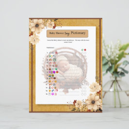 Rustic Boho Blommigt Baby Shower Emoji Game