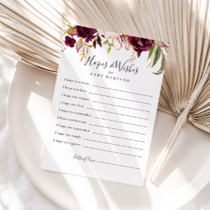 Rustic Boho Blommigt Baby Shower Hopes & Önskemål Vykort