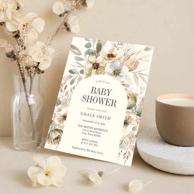 Rustic Boho Blommigt Baby Shower Inbjudningar (Skapare uppladdad)