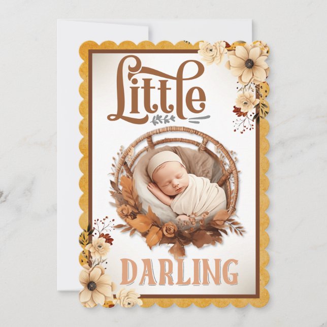 Rustic Boho Blommigt Baby Shower-inbjudningar Inbjudningar (Framsida)