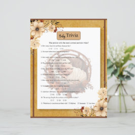 Rustic Boho Blommigt Baby Shower Trivia-spel
