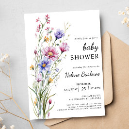 Rustic Boho Blommigt Boy WildblommBaby Shower Inbjudningar