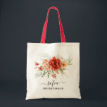 Rustic Boho Blommigt Bridesmaid Bröllop Tote Tygkasse<br><div class="desc">En inbjudan från elegant bröllop som innehåller blommigtar med vattenfärg i rustik beige,  bränd orange,  sienntoner på brun bakgrund. Om du behöver ändra designen,  t.ex. färg,  text eller teckensnitt,  kontakta oss på seamistmail@gmail.com. Vi kärlek är en del av dina lycklig minnen.</div>