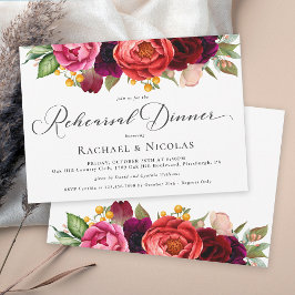Rustic Boho Blommigt Bröllop Rehearsal Dinner Inbjudningar