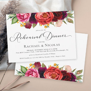 Rustic Boho Blommigt Bröllop Rehearsal Dinner Inbjudningar