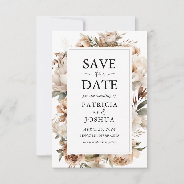 Rustic Boho Blommigt Bröllop spara datum Card Datumet (Framsida)