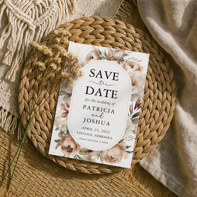 Rustic Boho Blommigt Bröllop spara datum Card Spara Datumet (Skapare uppladdad)