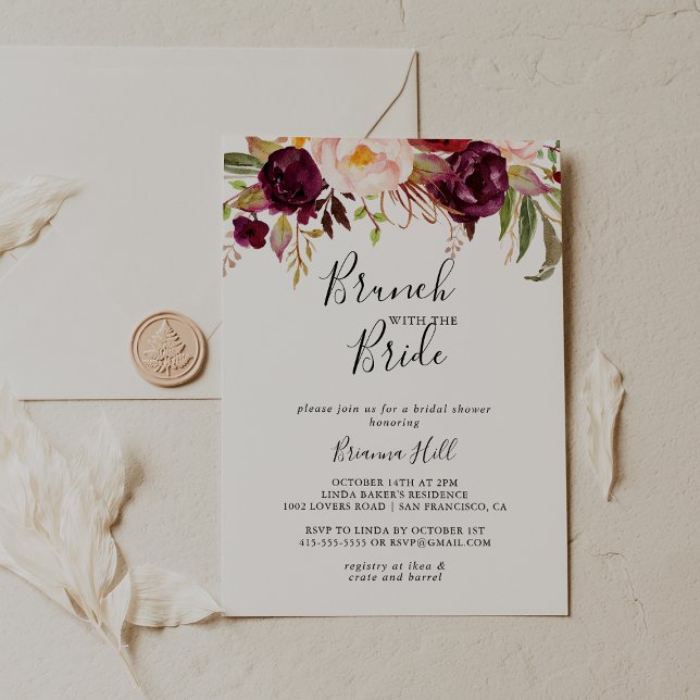 Rustic Boho Blommigt Brunch med Bride Shower Inbjudningar (Skapare uppladdad)