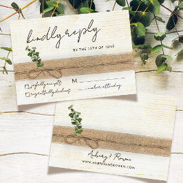 Rustic Boho Blommigt Eco Wood Eucalyptus Bröllop OSA Kort
