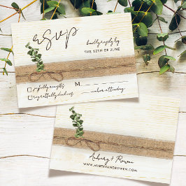 Rustic Boho Blommigt Eco Wood Eucalyptus Bröllop OSA Kort