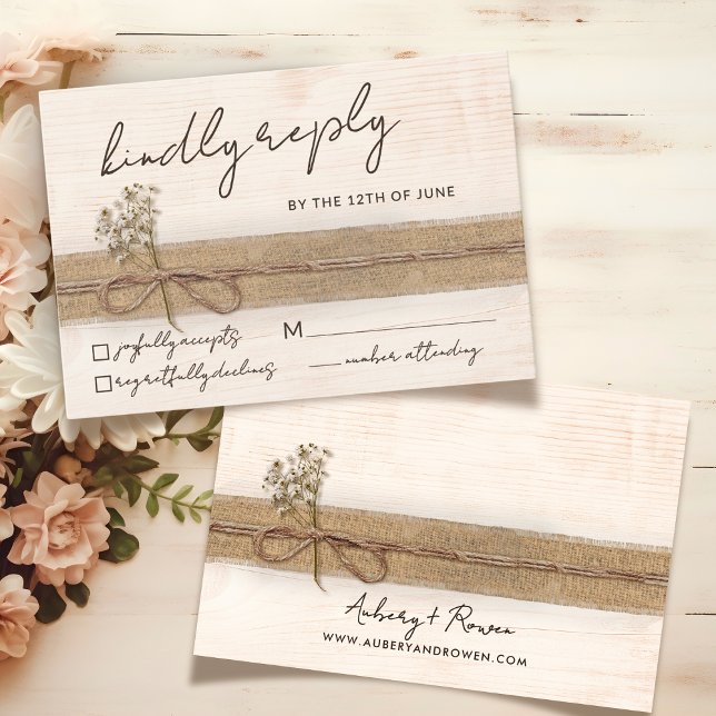 Rustic Boho Blommigt Eco Wood Wildblomma Bröllop OSA Kort (Skapare uppladdad)