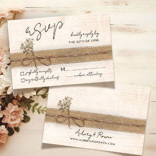 Rustic Boho Blommigt Eco Wood Wildblomma Bröllop OSA Kort