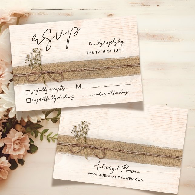 Rustic Boho Blommigt Eco Wood Wildblomma Bröllop OSA Kort (Skapare uppladdad)