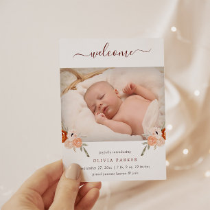Rustic Boho Blommigt Fågelmeddelande Vykort