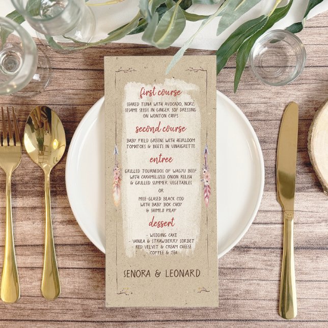 Rustic Boho Blommigt Kraft Bröllop Meny (Skapare uppladdad)