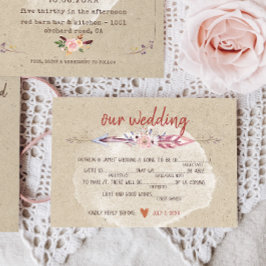 Rustic Boho Blommigt Kraft Bröllop OSA Kort