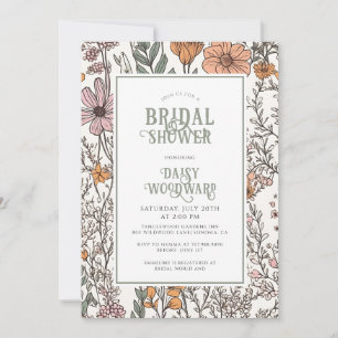 Rustic Boho Blommigt Möhippa Inbjudningar