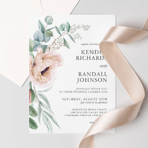 Rustic Boho Blommigt och Greenery Bröllop Inbjudningar