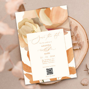 Rustic Boho Blommigt Peach Spara datuminbjudan Inbjudningar