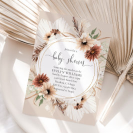 Rustic Boho Blommigt Ram Baby Shower Inbjudningar