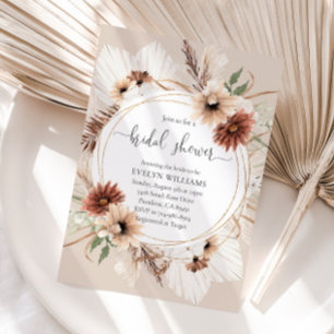 Rustic Boho Blommigt Ram Möhippa Inbjudningar