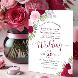 Rustic Boho Blommigt Ro Magenta & Rosa Bröllop Inbjudningar