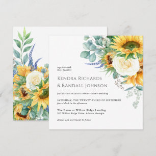Rustic Boho Blommigt Solblommor Blommigt Bröllop Inbjudningar