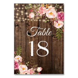 Rustic Boho Blommigt String Ljus Bröllop Bord Nu Bordsnummer