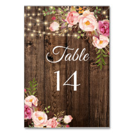 Rustic Boho Blommigt String Ljus Bröllop Bordsnummer