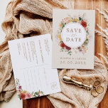 Rustic Boho Blommigt Tropical Pampas Grass Bröllop Meddelande Vykort<br><div class="desc">Den här vackra boho-inspirerade besparingen av datumkortet ger bröllop en perfekt. Utformningen har roliga vattenfärgblommor,  pampasgräs i elegant och lush tropiska grönska som är kompletterad med modern typografi.</div>