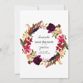 Rustic Boho Blommigt Wand Save Date Bröllop Spara Datumet