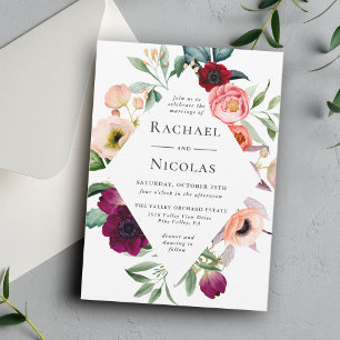 Rustic Boho Blommigt Watercolor bröllopsinbjudan Inbjudningar