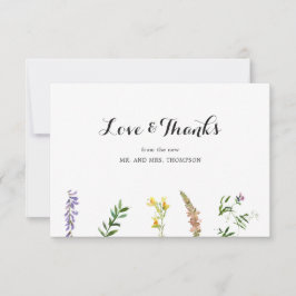 Rustic Boho Blommigt Wildblomma Elegant bröllop Tack Kort