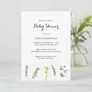 Rustic Boho Blommigt Wildblomme Elegant Baby Showe Inbjudningar