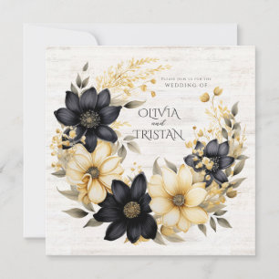 Rustic Boho Blommigt Wood Bröllop Inbjudningar
