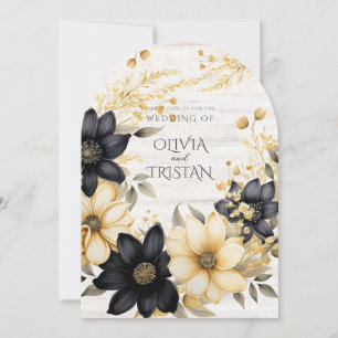 Rustic Boho Blommigt Wood Bröllop Inbjudningar