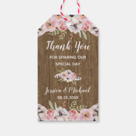 Rustic Boho Blommigt Wood Wedding Favor Gift-Märkr Presentetikett