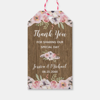 Rustic Boho Blommigt Wood Wedding Favor Gift-Märkr Presentetikett