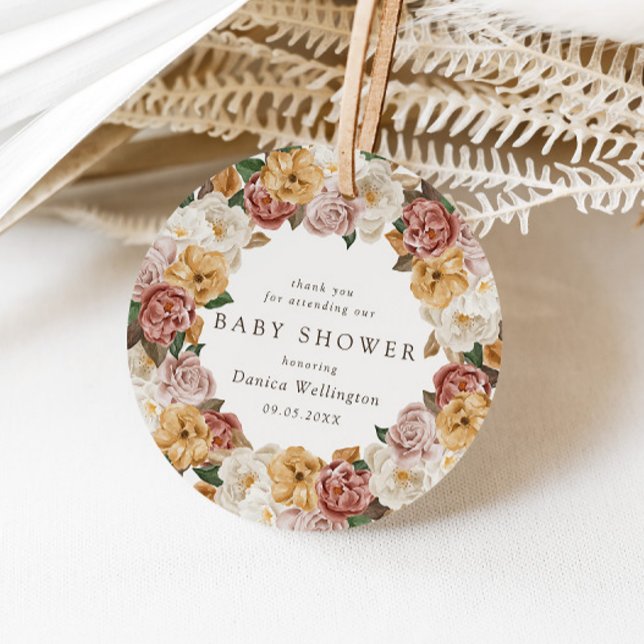 Rustic Boho-Blommigten - Höstbabystövel Gåvor Etiketter (Skapare uppladdad)