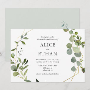 Rustic Boho Botanical Greenery Bröllop Inbjudningar