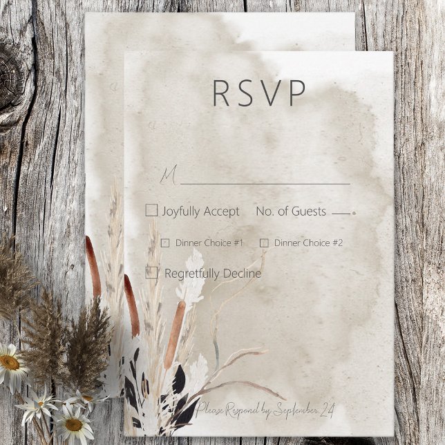 Rustic Boho Bouquet Modern Bröllop OSA Kort (Skapare uppladdad)