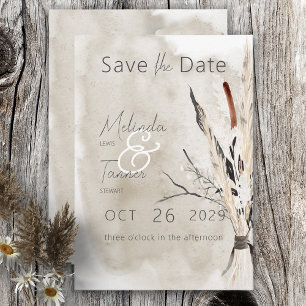 Rustic Boho Bouquet Modern Bröllop Spara Datumet