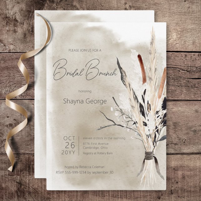 Rustic Boho Bouquet Modern Möhippa Brunch Inbjudningar (Rustic Boho Bouquet Modern Bridal Brunch Invitation)