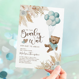 Rustic Boho Boy Bear Baby Shower-inbjudan Inbjudningar