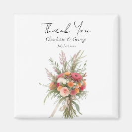 Rustic Boho Bröllop Bouquet Flower Wedding Favor Magnet