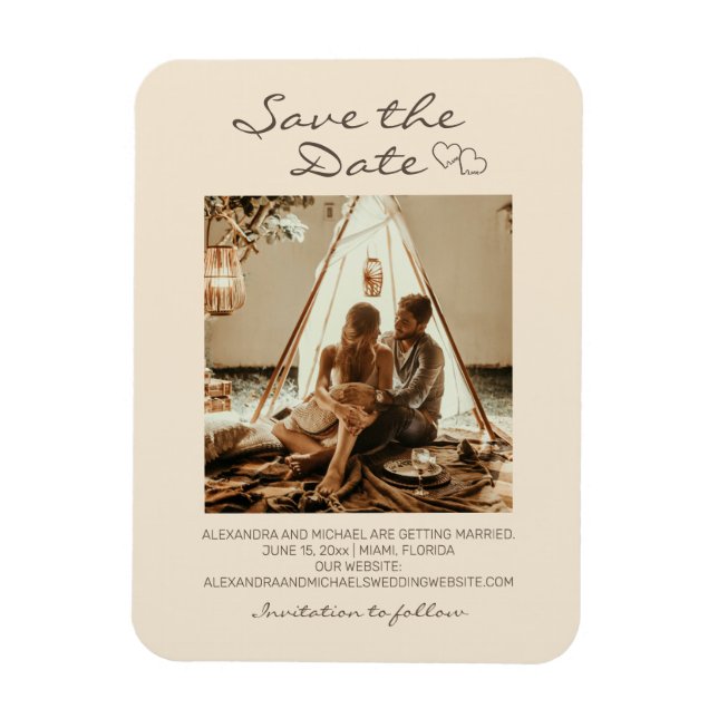 Rustic Boho Bröllop Hearts Magnet (Vertikal)