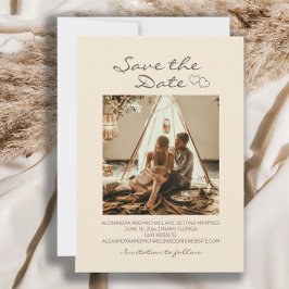 Rustic Boho Bröllop Hearts Spara Datumet